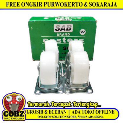 2 IN / SAB SG-50 Roda Hidup Trolly Bentuk Plat 50 MM Nylon Putih 4 Pcs Dus