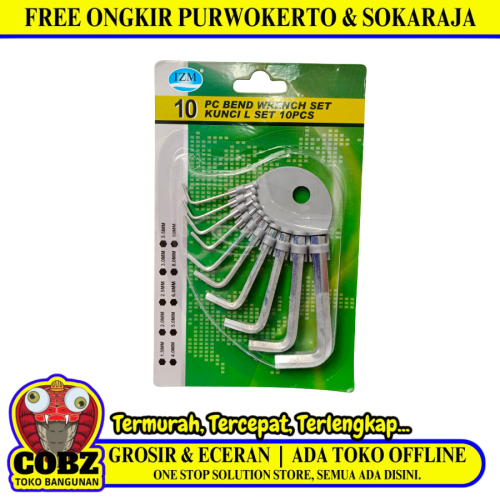 1.5 MM - 10 MM / IZM 01 Kunci L Hexagon Rata Pendek Wrench Screw 10 Pcs Set