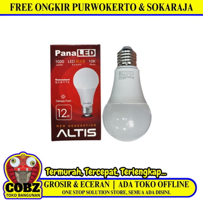 12 WATT / PANALED ALTIS LED Lampu Bohlam Bulb Moto Putih