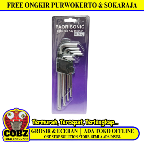 1.5 MM - 10 MM / PAORISONIC 665Q Kunci L Hexagon Ballpoint Panjang Wrench Screw 9 Pcs Set