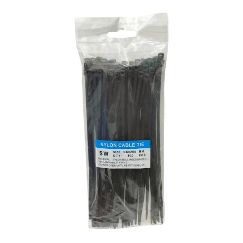 3.6 MM x 200 MM / SW Kabel Cable Ties Tali Ripet 20 CM Hitam Pack