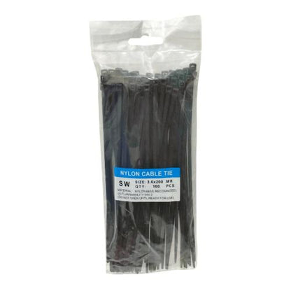 3.6 MM x 200 MM / SW Kabel Cable Ties Tali Ripet 20 CM Hitam Pack