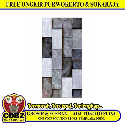 25 CM x 50 CM / UNO Prato Keramik Dinding Timbul Matt Grey Dus