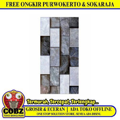 25 CM x 50 CM / UNO Prato Keramik Dinding Timbul Matt Grey Dus