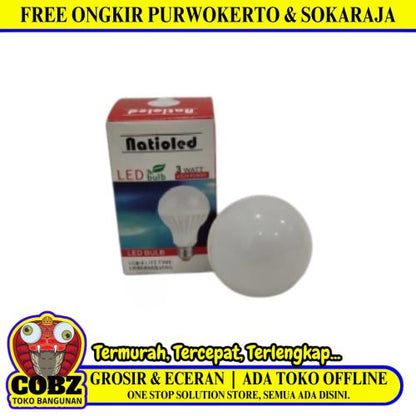 3 WATT / NATIOLED LED Lampu Bohlam Bulb Moto Putih