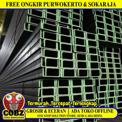 50 MM X 6 M / NM U 50 Canal UNP Besi Baja Kanal Polos Batang