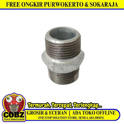 1 IN / G Double Nepel Drat Luar Nipple Male Outer Thread Besi