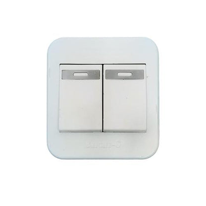 BRIGHT-G PREMIUM Saklar Ganda Double Seri 2 Gang Tempel OB Outbow Putih