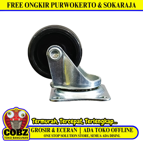 1 1/4 IN / TM Roda Hidup Trolly Non Rem Plat Nylon Hitam Pcs