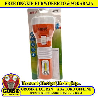 2 WATT + 4 WATT SMD / LUBY L-8879 Senter LED Charge Fitting Colok + Lampu Meja