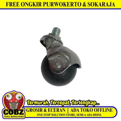 2 IN / TM Roda Hidup Trolly Non Rem Bulat Drat Karet Hitam Rem