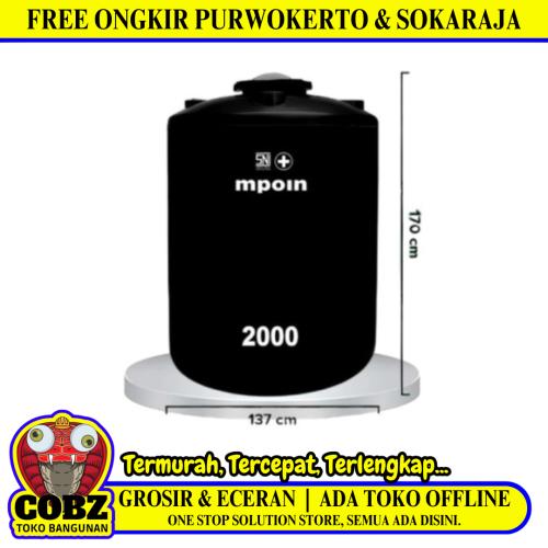 2000 L / M POIN + WAVE P 2000 Water Torrent Tangki Tandon Air PVC Hitam + Acc Set