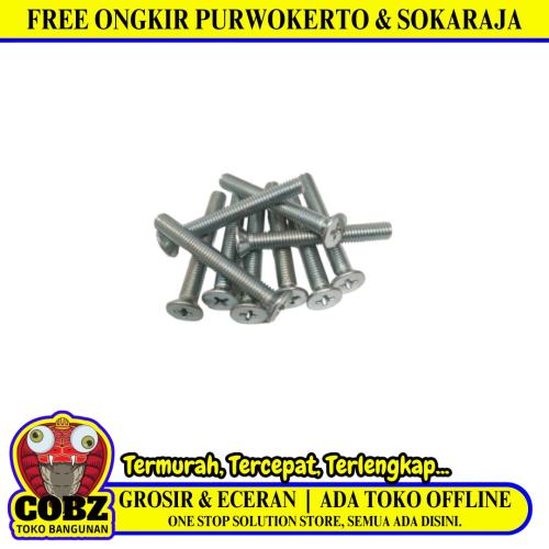 M 5 x 40 MM / TM Baut JF Kepala Rata Plus Putih Biji