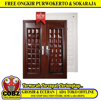 5 CM x 150 CM x 210 CM / FORTRESS FORT 150.16 DOUBLE Pintu Kamar Mandi Baja Coklat Set