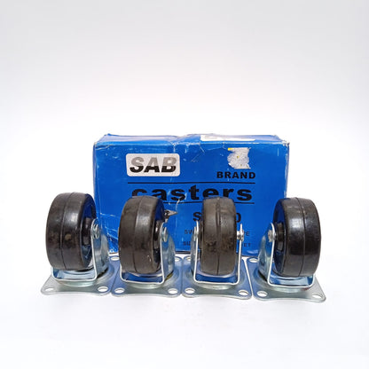 2 IN / SAB SG 50 Roda Hidup Trolly Gepeng Plat 48 MM Nylon Hitam 4 Pcs Dus