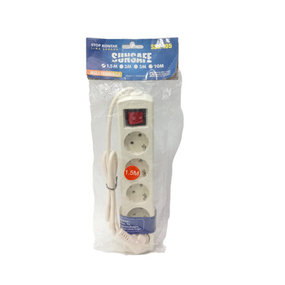 5 LUBANG x 150 CM / SUNSAFE Stop Kontak Colokan Terminal Kabel 1.5 M