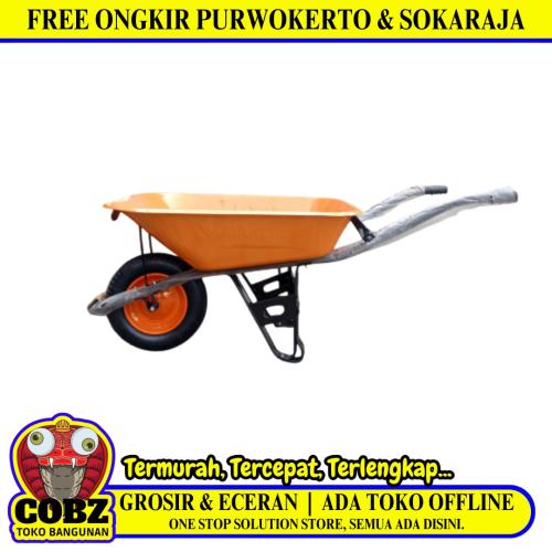 MANCINI Gerobak Sorong Pasir Proyek Cor Semen 1 Roda Ban Hidup Orange