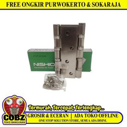 4 IN / NISHIO Engsel Kupu Kupu Pintu Jendela Hinge Stainless Set
