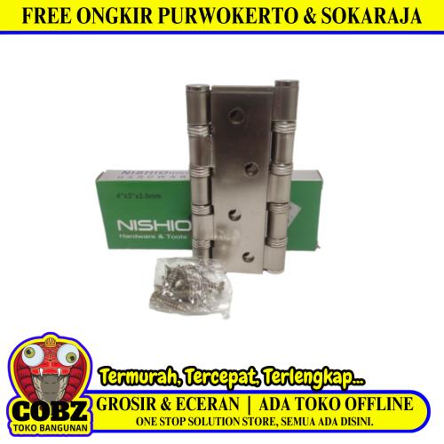 4 IN / NISHIO Engsel Kupu Kupu Pintu Jendela Hinge Stainless Set
