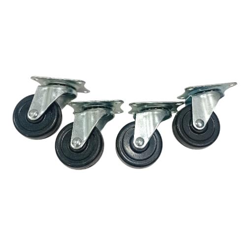 2 IN / TRIPLE S Roda Hidup Trolly Gepeng Plat 48 MM Nylon Hitam 4 Pcs Dus
