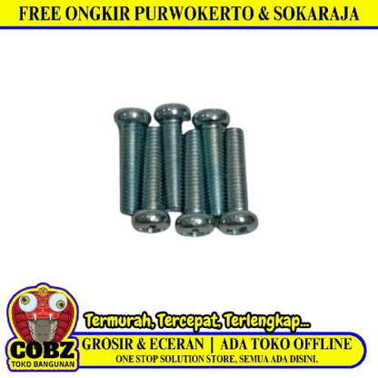 M 3 x 15 MM / TM Baut JP Kepala Pentol Bulat Plus Putih Biji