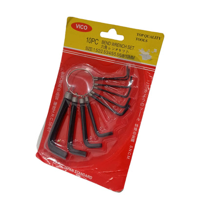 1.5 MM - 10 MM / VICO Kunci L Hexagon Rata Pendek Wrench Screw 9 Pcs Set