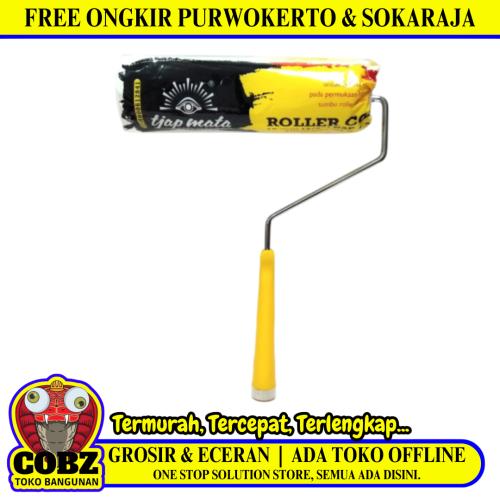 9 IN / CAP MATA Kuas Busa Roll Cat Tembok Kayu Besi Besar + Gagang Set