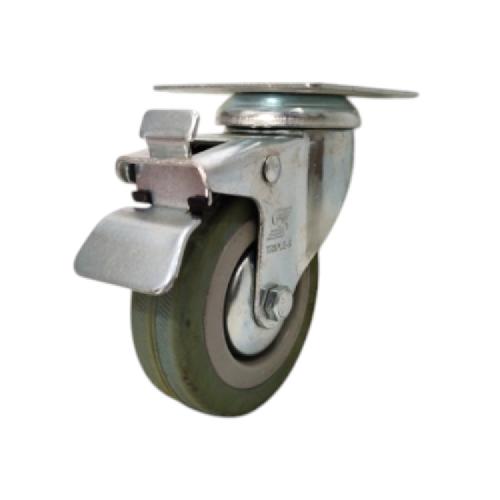 3 IN / TRIPLE-S Roda Rem Hidup Trolly Gepeng Plat 76 MM Karet Abu abu