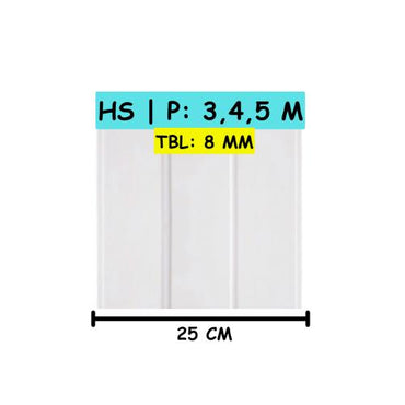 8 MM x 25 CM x 3 M / SHUNDA PLAFON KU.25.002 Plafon Gypsum GRC U PVC Hotstamping Lembar