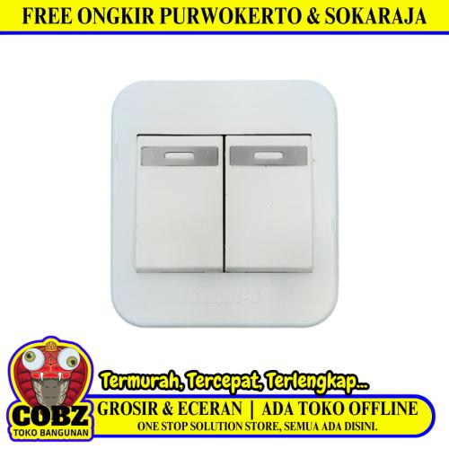 BRIGHT-G PREMIUM Saklar Ganda Double Seri 2 Gang Tempel OB Outbow Putih