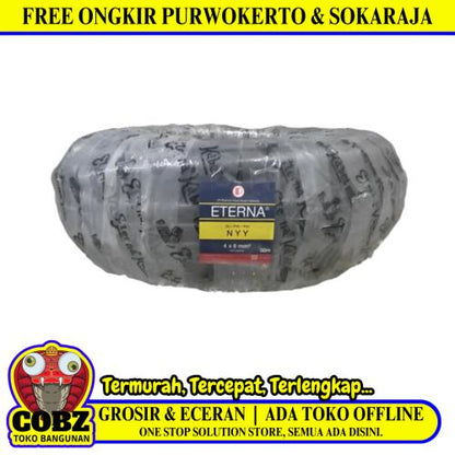 4 INTI x 6 MM x 50 M / ETERNA NYY Tunggal Kabel Tembaga SNI Hitam Roll