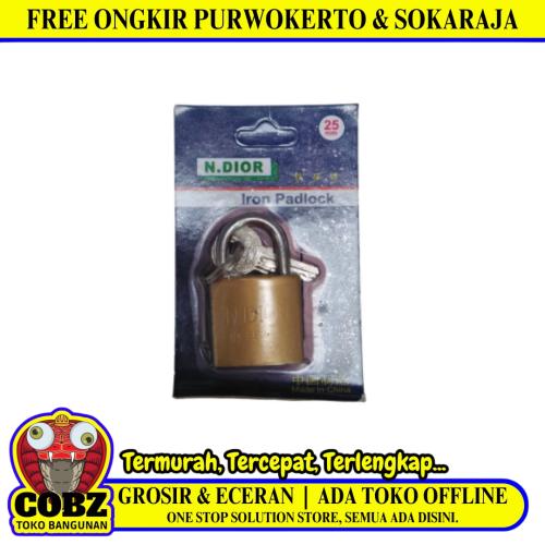 25 MM / N. DIOR Gembok Pintu Pagar Padlock Anti Maling Leher Pendek