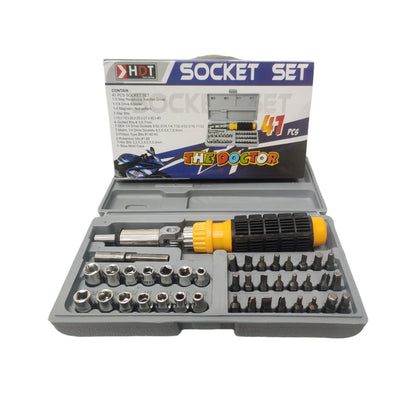 4 MM - 9 MM / HDT Mata Kunci Sok Shock Socket Wrench 41 Pcs Set
