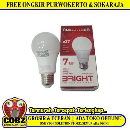 7 WATT / NUSANTARA BRIGHT LED Lampu Bohlam Bulb Moto Putih