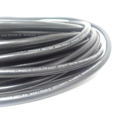 2 INTI x 0.75 MM / TM NYMHY Serabut Kabel Tembaga SNI Hitam Meter