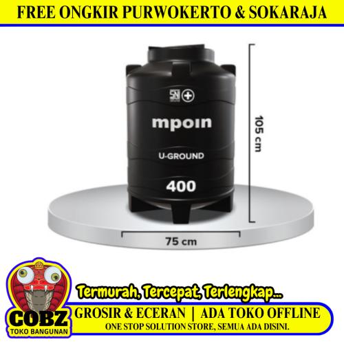 340 L / MPOIN + UGROUND UG400 Water Torrent Tangki Tandon Air PVC Hitam Set