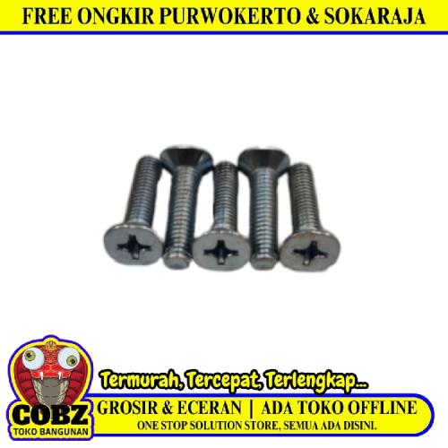 M 6 x 25 MM / TM Baut JF Kepala Rata Plus Putih Biji