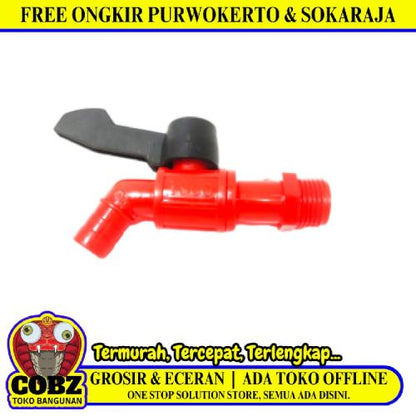 1/2 IN / ISCO Kran Air Tembok Taman Kamar Mandi Plastik Merah PVC