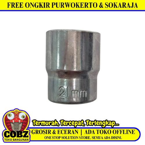 6 PT x 1/2 IN x 21 MM / TM Mata Kunci Sok Shock Socket Chrome