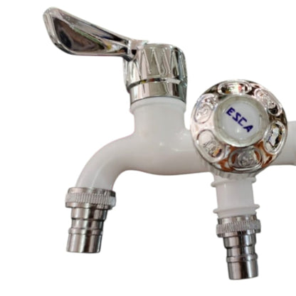 1/2 IN / ESCA Kran Air Cabang Double Shower Mesin Cuci PVC