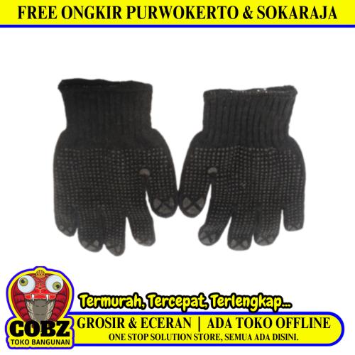 MATAHARI Sarung Tangan Benang Rajut Hitam Kain Tukang Kerja Proyek Sepasang