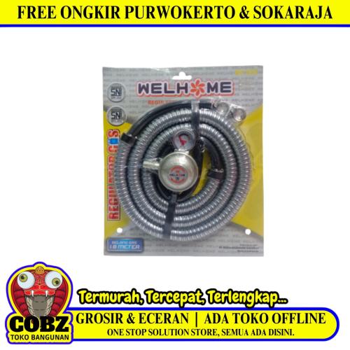 180 CM / WELHOME WG-158 Selang + Regulator Kepala Gas LPG Tekanan Rendah Set