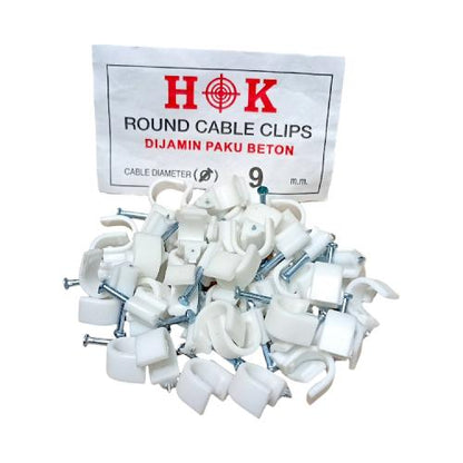 9 MM / HOK Klem Kabel Penjepit Penyangga Paku Beton Bungkus