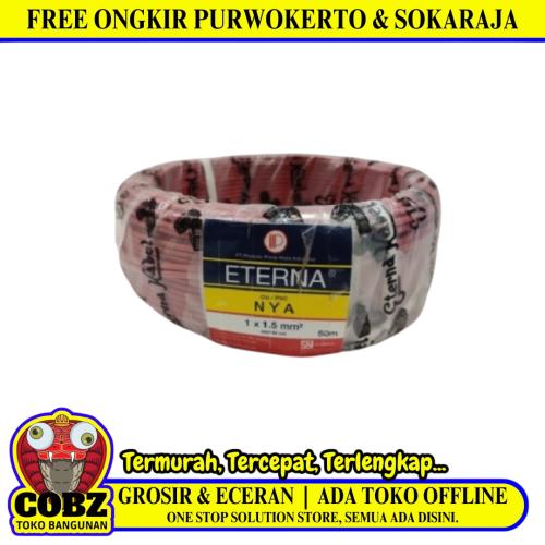 1 INTI x 1.5 MM x 50 M / ETERNA NYA Tunggal Kabel Tembaga SNI Merah Roll