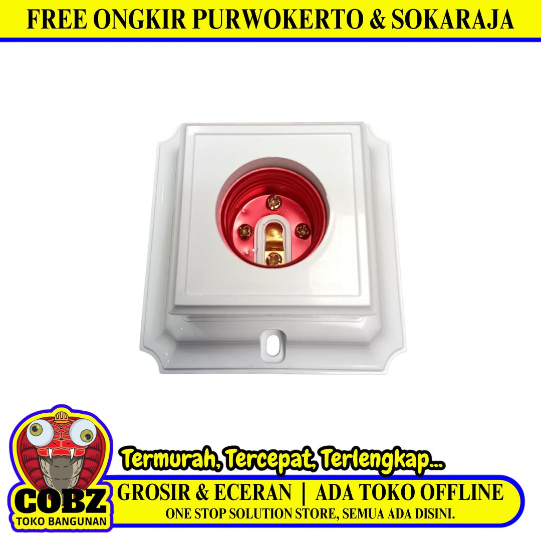 MIKOTEK Fitting Tempat Lampu Plafon Atap Tempel Kotak Besar Putih