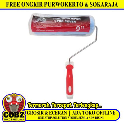 9 IN / CARL SCHLIEPER 01 Kuas Busa Roll Cat Tembok Kayu Besi Besar + Gagang Set