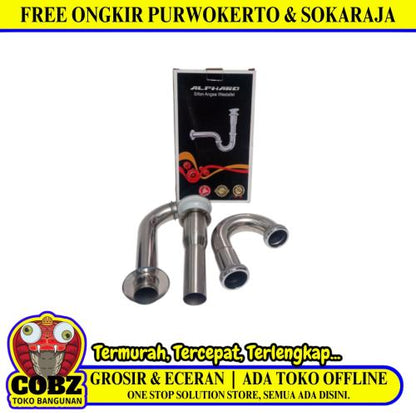 1 1/4 IN / ALPHARD Sifon Leher Angsa Saringan Wastafel Stainless Set