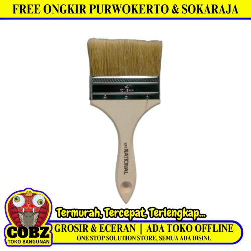 4 IN / CPT NATIONAL Kuas Cat Tembok Kayu Besi Air Acyrlic Paint Brush