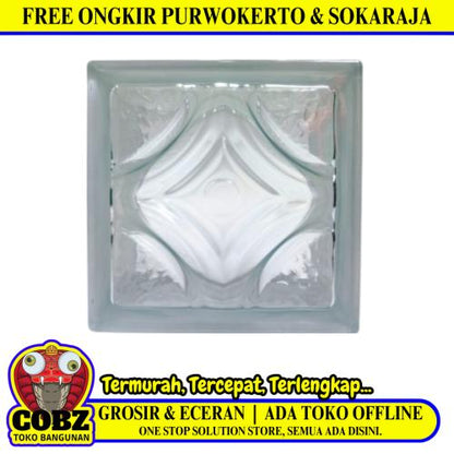 190 MM x 190 MM x 95 MM / MULIA LOTUS Glassblock Rooster Blok Kaca Biji