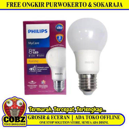 8 WATT / PHILIPS LED Lampu Bohlam Bulb Kuning Cahaya